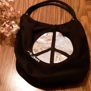 EUC Joe Boxer Glitter Peace Sign Sequin carry bag